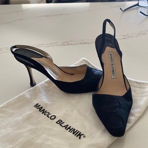 Black Manolo Blahnik sling back heels
